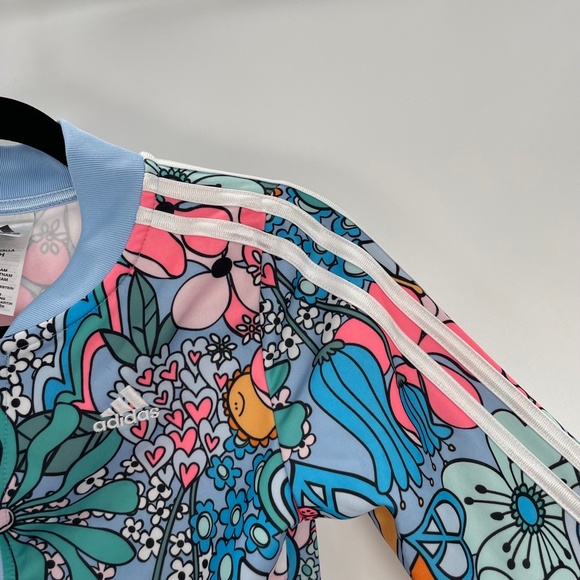 Adidas Girls Youth Floral Peace Sunshine & Flowers Track Jacket Size S (7/8) - Picture 7 of 12